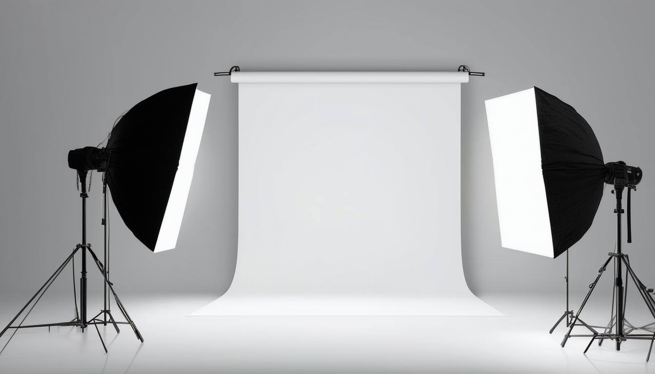 A professional product setup featuring softbox lighting and a clean white background, capturing a sleek product shot